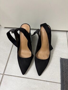 ASOS Black Pointed Slingback Block Heels